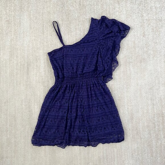 My Michelle Stretch Lace Asymmetric Cocktail Mini Dress L - Picture 4 of 9